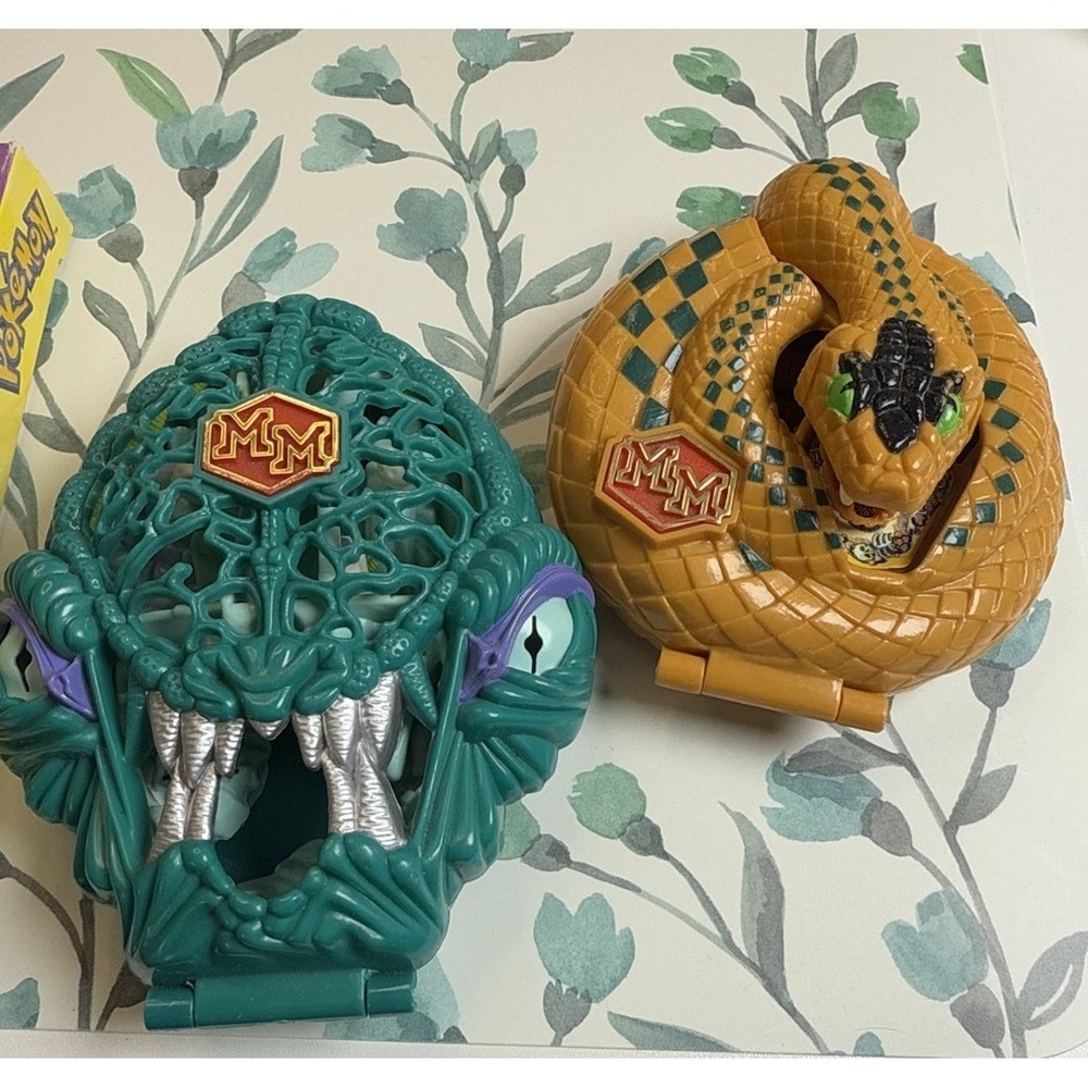 Mighty Max Monster Heads Lot of 2 Snake & Sea Creature Compact Playsets Y2K 1992